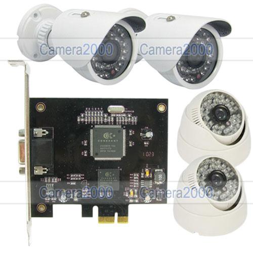 Foto 4 IR Camera Surveillance Security Kits with 1 DVR Card 4 Cameras