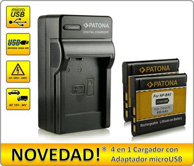 Foto 4en1 Cargador + 2x Batería Np-bn1 Bn-1 Para Sony Cybershot Dsc-w630 | Dsc-w690