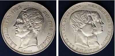 Foto 5 Francs Belgium/5 Francos Bélgica. 1853. Leopold I. Dukes Of Brabant. Xf/ebc.