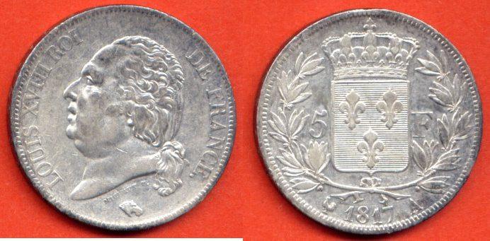 Foto 5 Francs Louis Xviii 1817 A