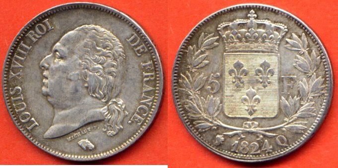 Foto 5 Francs Louis Xviii 1824 Q