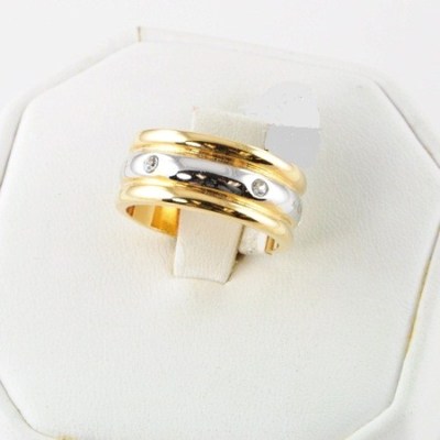 Foto 597felegante Anillo 2 Oros,diamant¡con Oro 18kl(t-14)