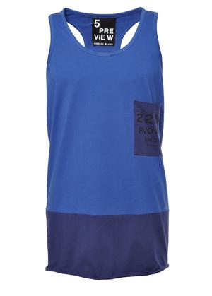 Foto 5PREVIEW Raw Cut Top Block Color Navy Blue/Indigo S - Camiseta