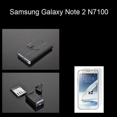 Foto 6 Artículos Cuero Funda Batería  Cargador Para Samsung Galaxy Note 2 N7100  Es