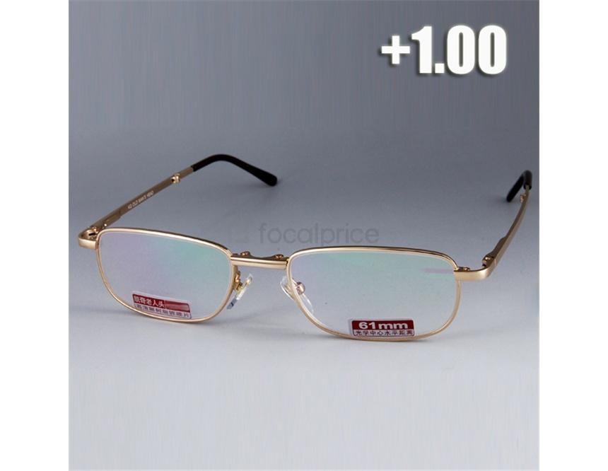 Foto 6025 1.00 Níquel plata marco de resina lente plegable gafas de presbicia con funda de cuero