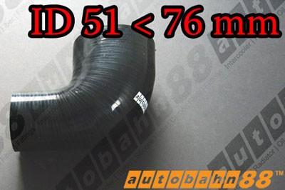 Foto 76mm to 51mm Silicone Reducer 90 Degree Elbow Hose Black - Autobahn88 ( ASHU04-5176BK )