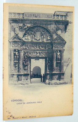 Foto 821- Ak Postcar Postal De Cordoba Casa De Jeronimo Paez 1907