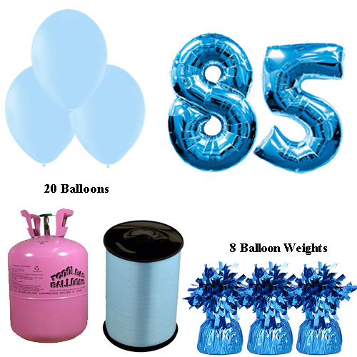 Foto 85º Cumpleaños Globos Azul y el Paquete de Gas Helio