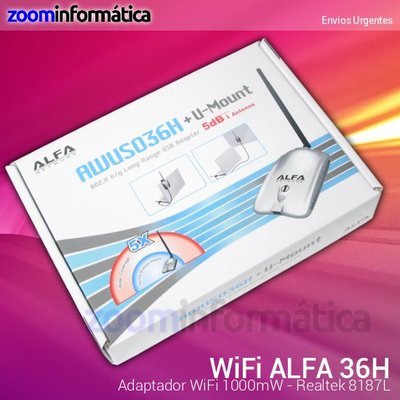 Foto ███████► Antena Wifi Alfa 1000mw 1w Realtek Adaptador Awus036h Usb Box ◄███████