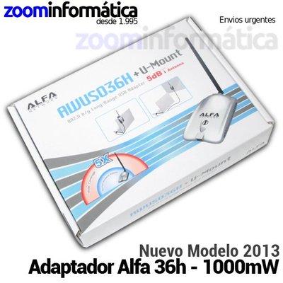 Foto ███► Adaptador Alfa Usb  Wifi 1000mw Realtek 1w Antena Wireless Awus036h 2013◄██