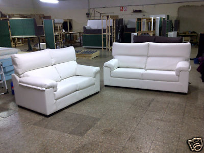 Foto ██► conjunto sofa 3+2 plazas poli piel blanco  ◄██