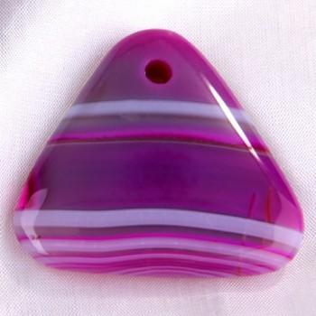 Foto abalorio colgante agata gema con rayas triangular magenta