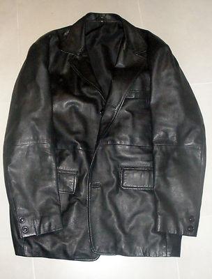 Foto Abrigo Chaqueta Tres Cuartos Negra De Cuero De Oveja T. 56 Black Leather Jacket