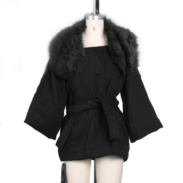Foto Abrigo Negro Talla L Ropa para Mujer con Cuello Removible