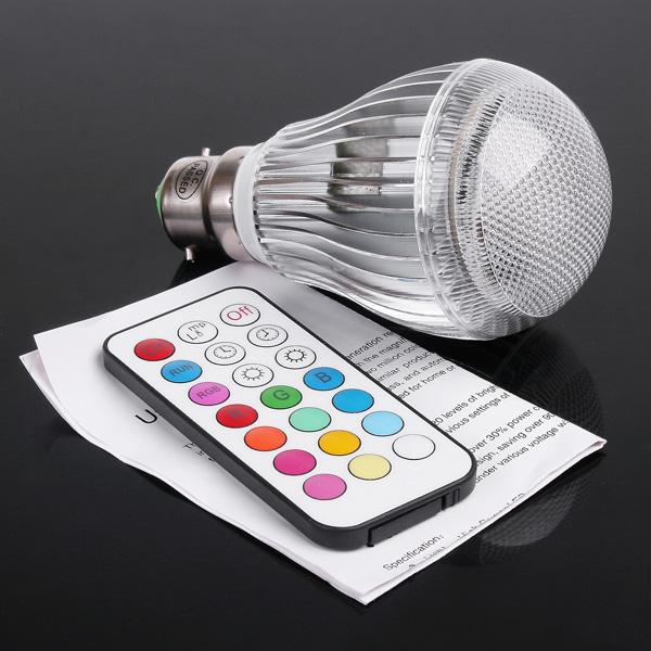 Foto AC 100-240V Colorful LED RGB 9W B22 Light Bulb Lamp with Remote