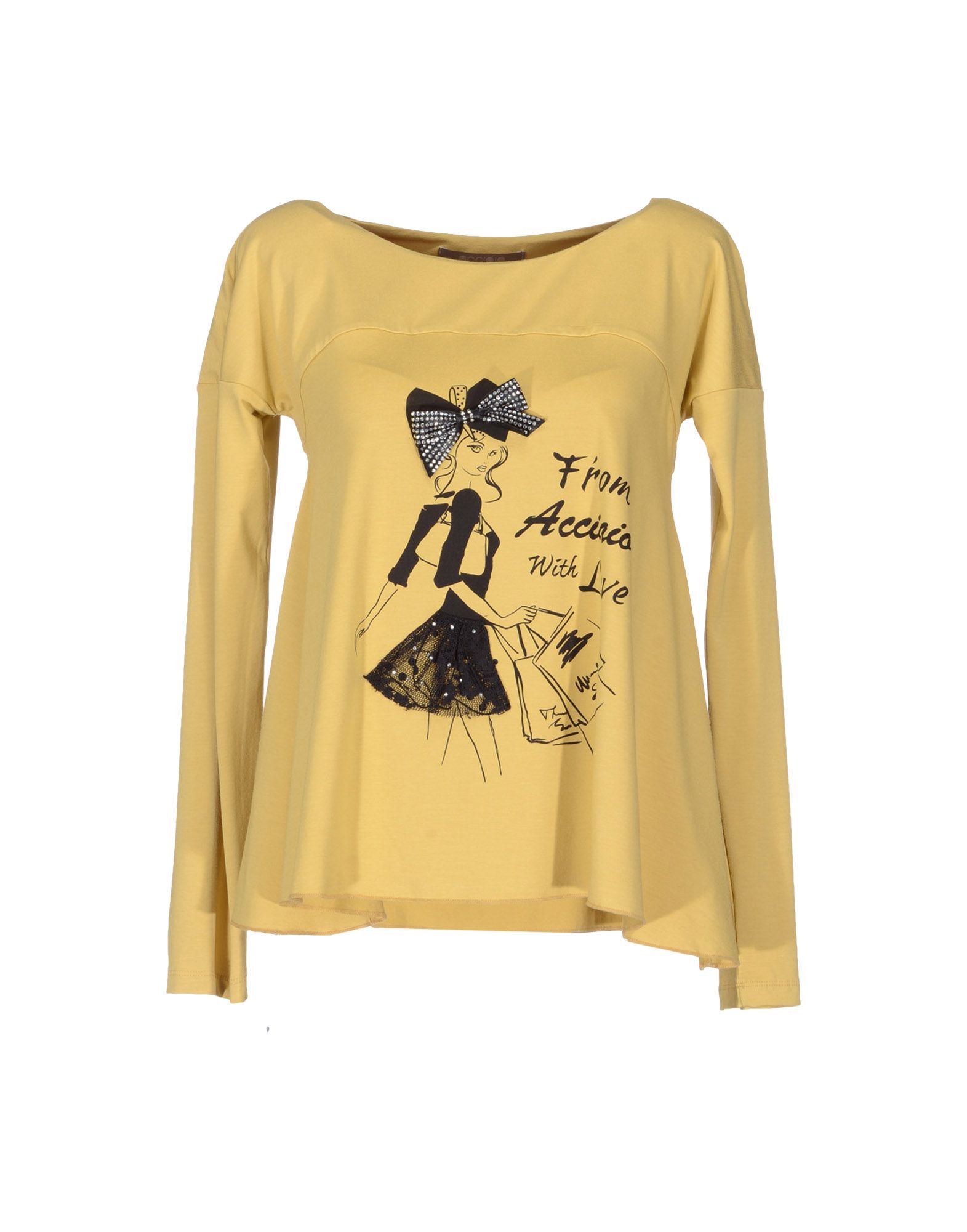 Foto Acciaio Camisetas De Manga Larga Mujer Amarillo
