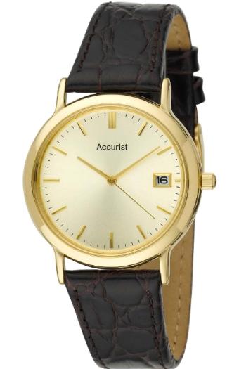 Foto Accurist Gents Black Leather Strap Watch MS706G