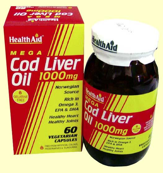 Foto Aceite de Hígado de Bacalao 1000 mg - Cod Liver Oil - Health Aid - 60 cáspulas vegetales