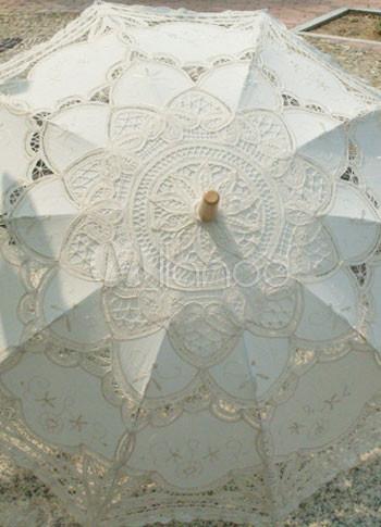 Foto Acero inoxidable de gran algodón marfil soporte paraguas de la boda de mango de madera