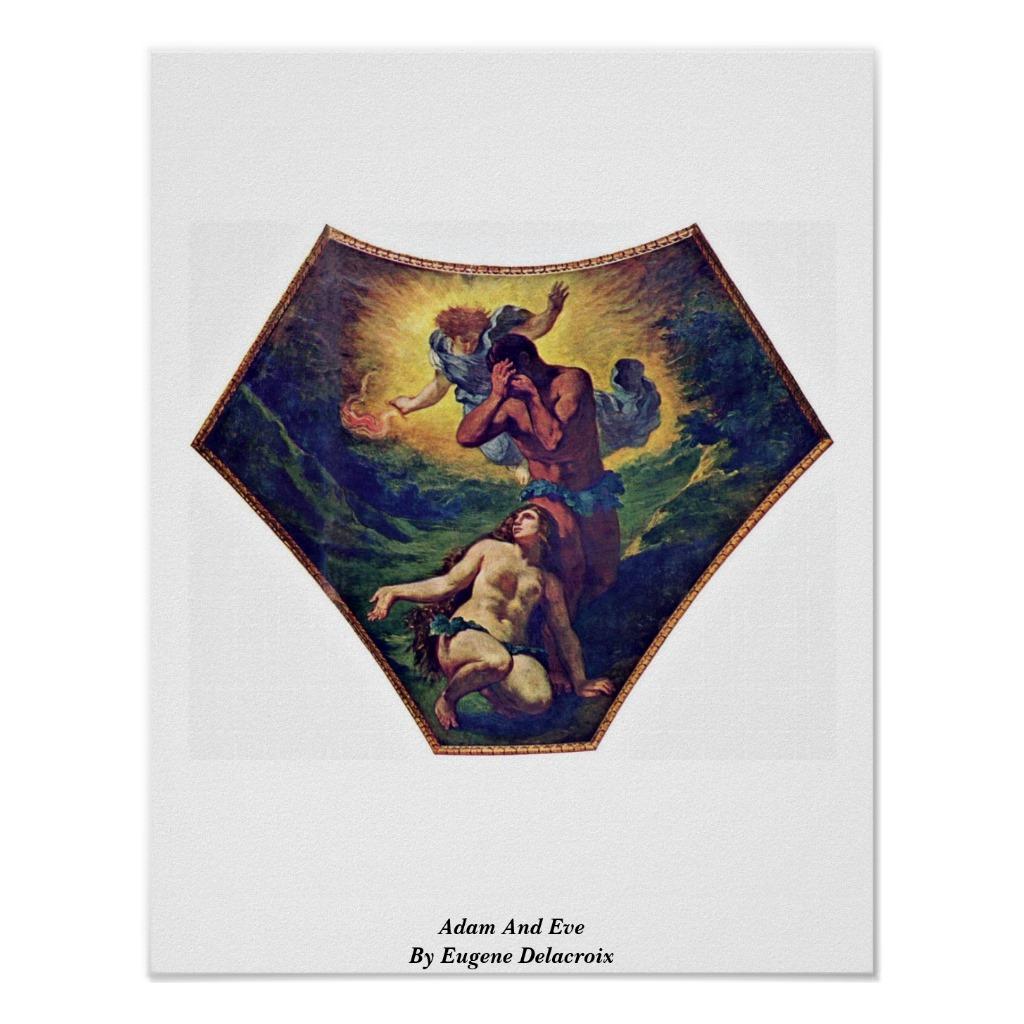 Foto Adán y Eva de Eugene Delacroix Poster