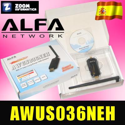 Foto Adaptador Wifi Usb Alfa Networks Awus036neh Antena Sma Desmontable Tarjeta 3070