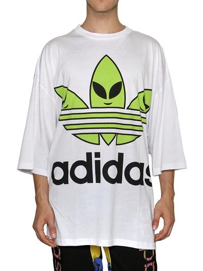 Foto adidas by jeremy scott t-shirt amplio de algodón jersey con logotipo