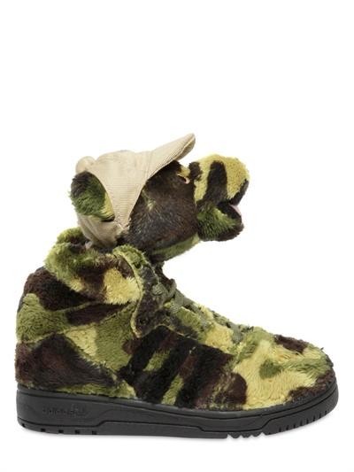 Foto adidas by jeremy scott tenis altos de niños con oso camuflajeado