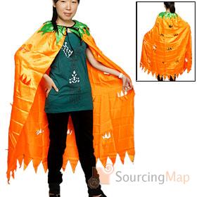 Foto adulto disfraz de Halloween de naranja hoja verde collar capa de manto