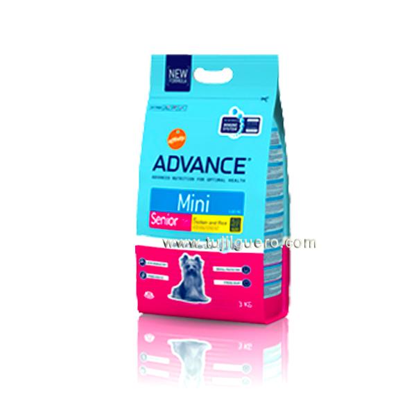 Foto Advance Mini Senior Chicken & Rice para perros, 3 Kg