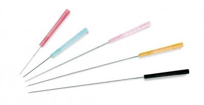 Foto agujas de acupuntura seirin b-type siliconadas. mango de pl