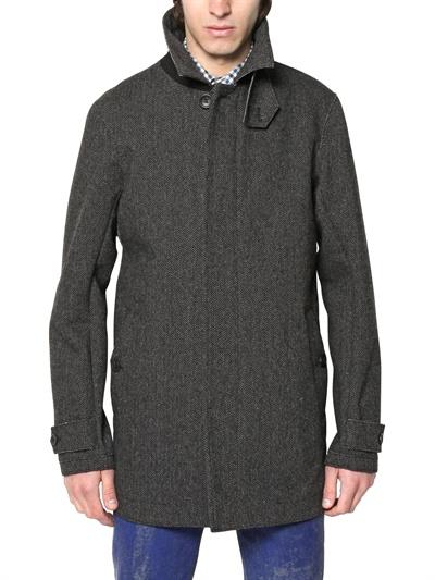 Foto aiguille noire peuterey heat sealed herringbone wool trench coat