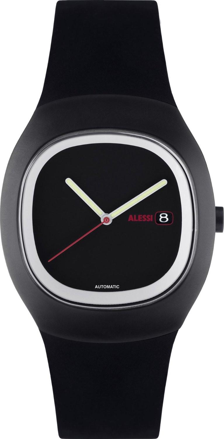 Foto Alessi Unisex Sport Analog Stainless Watch - Black Rubber Strap - Black Dial - AL21001