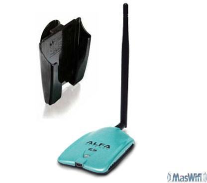 Foto Alfa Network AWUS036NH 2000mW Antena Wifi USB. Incluye Soporte con Ventosa + Clip