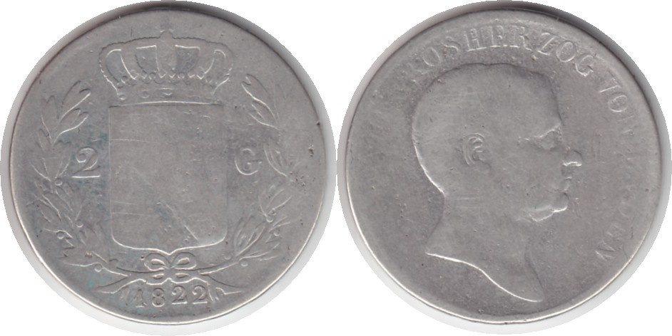 Foto Altdeutschland 2 Gulden 1822