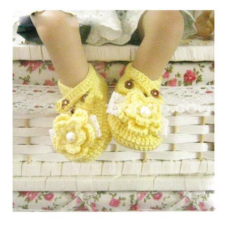 Foto Amarillo Flor nias crochet beb zapatos