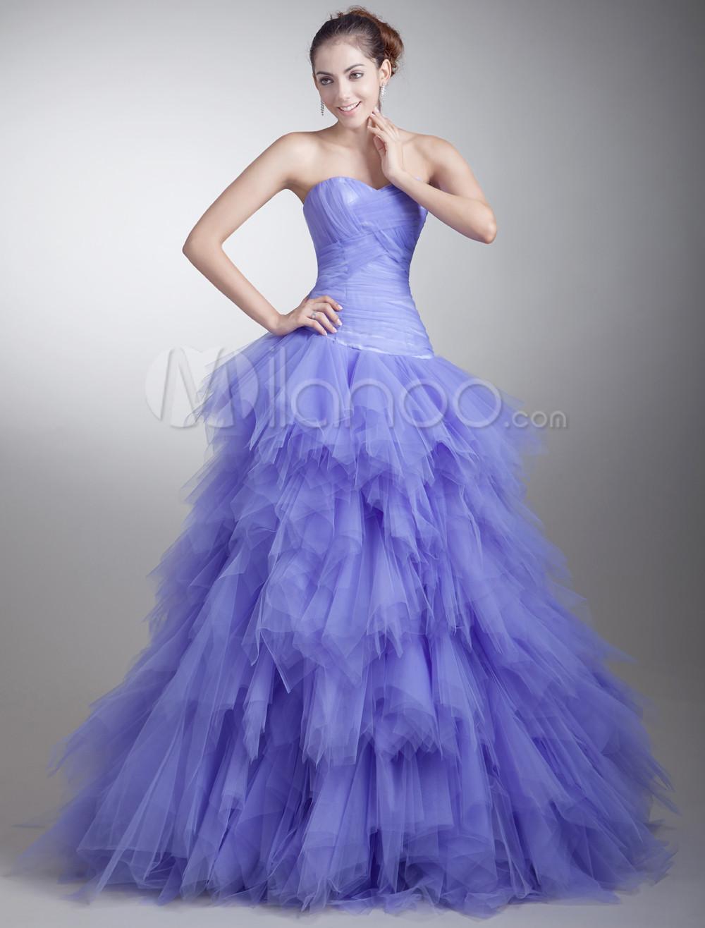 Foto Amor en niveles netos lavanda-Vestido de fiesta de cuello