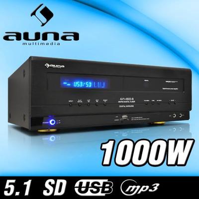 Foto Amplificador Auna Usb Sd Mp3 Home Cinema 1000w Vatios Mando Entrada 2 Micros