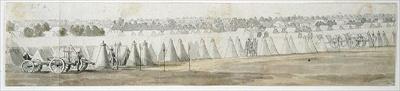 Foto An Encampment in Flanders (pen & ink wash on.. - Art Canvas