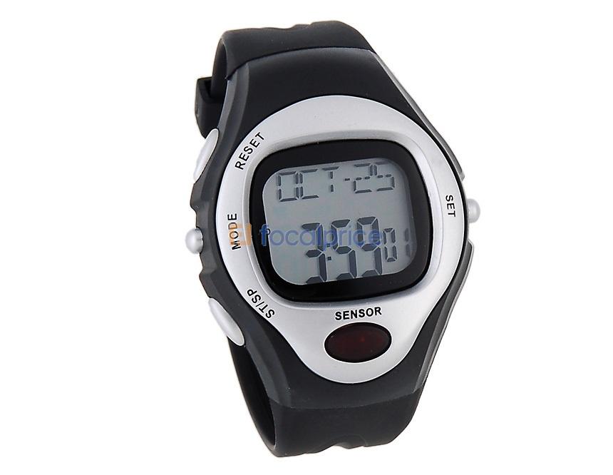 Foto ANIKE reloj digital con medidor de pulso (Plata)