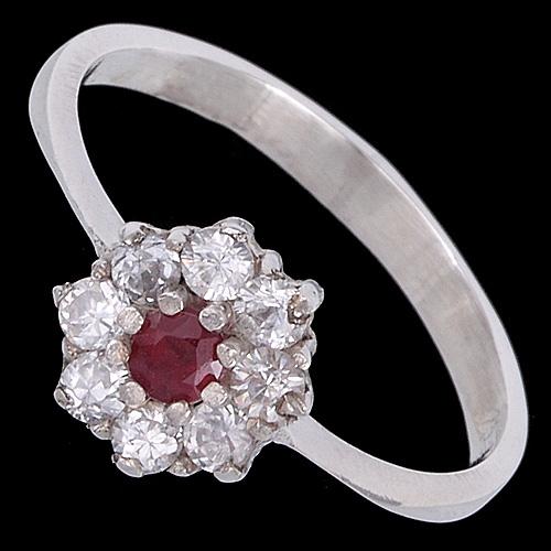 Foto Anillo de plata, zirconia, rubí Tamano: 15