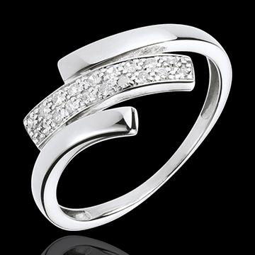 Foto Anillo grabado felino oro blanco