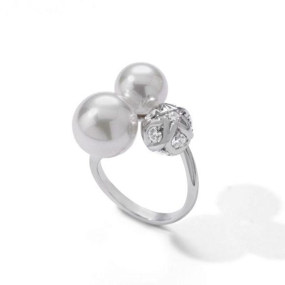 Foto Anillo Majorica plata rodiada perla blanca