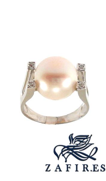 Foto anillos oro blanco - sortija diseno perla m44378 - para senora