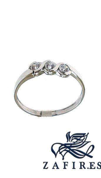 Foto anillos oro blanco - tresillo circonitas m44734 - para senora