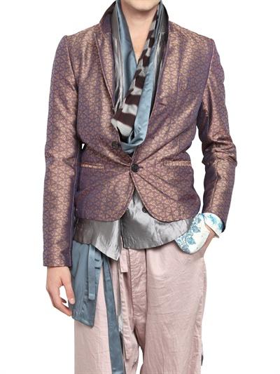 Foto ann demeulemeester chaqueta de seda jacquard a dos botones