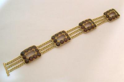 Foto Antigua Pulsera Oro 18k Y Granates