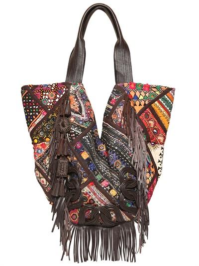 Foto antik batik cabas embroidered shoulder bag