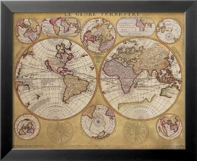 Foto Antique Map, Globe Terrestre, 1690