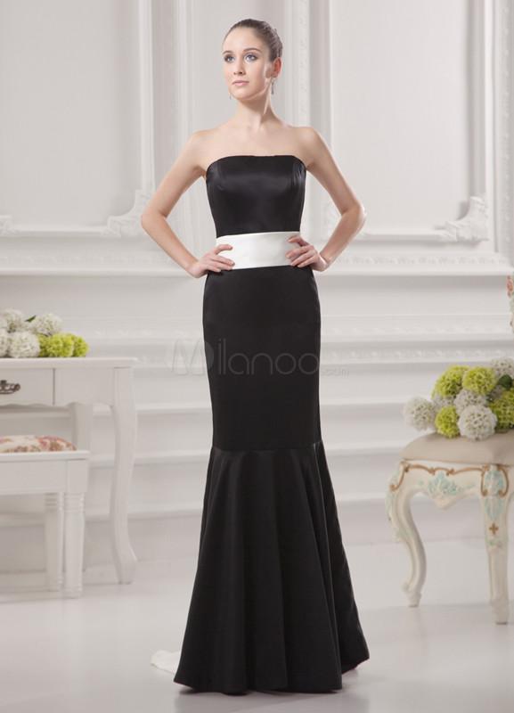 Foto Arco de Satén Negro vestido de Dama de honor vestido de novia