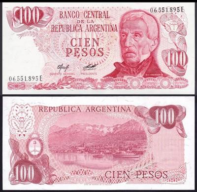 Foto Argentina 100 Pesos Letter E Nd 1976-78 P 302b Sc Gem Unc